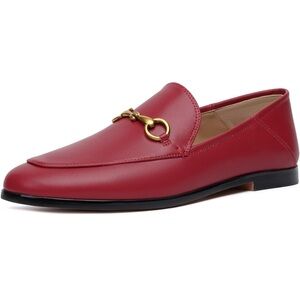 Red Loafers with Gold Buckle